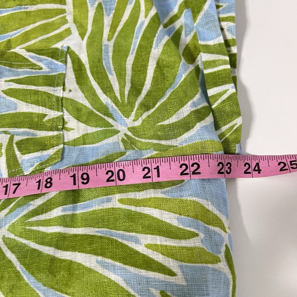 Sigrid Olsen 100% Linen Top Large Tropical Boxy Button Up Green Beach Resort - Picture 9 of 11